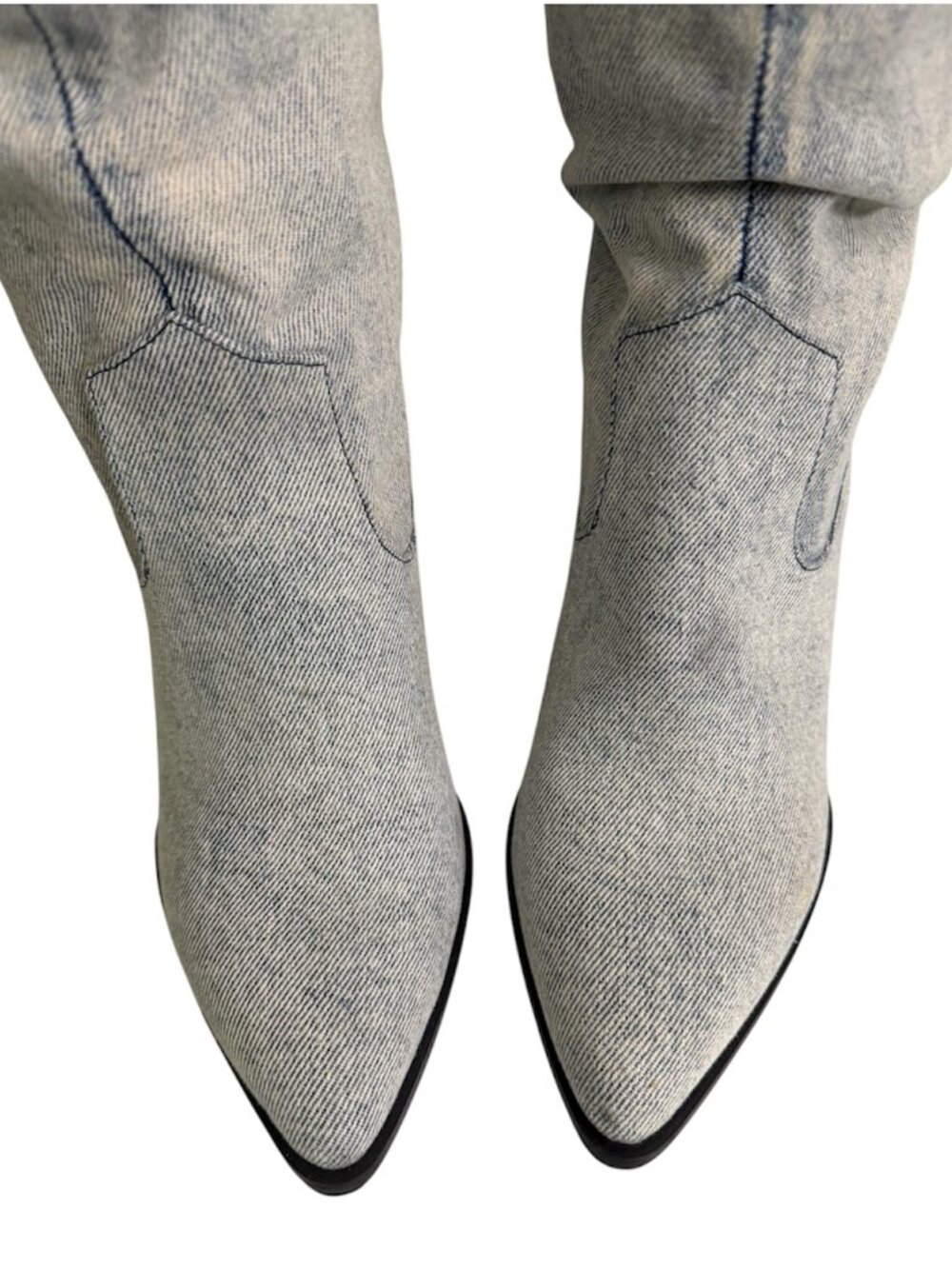 Steve Madden Gray Over-the-Knee Washed Denim Heeled Boots - Picture 7 of 7